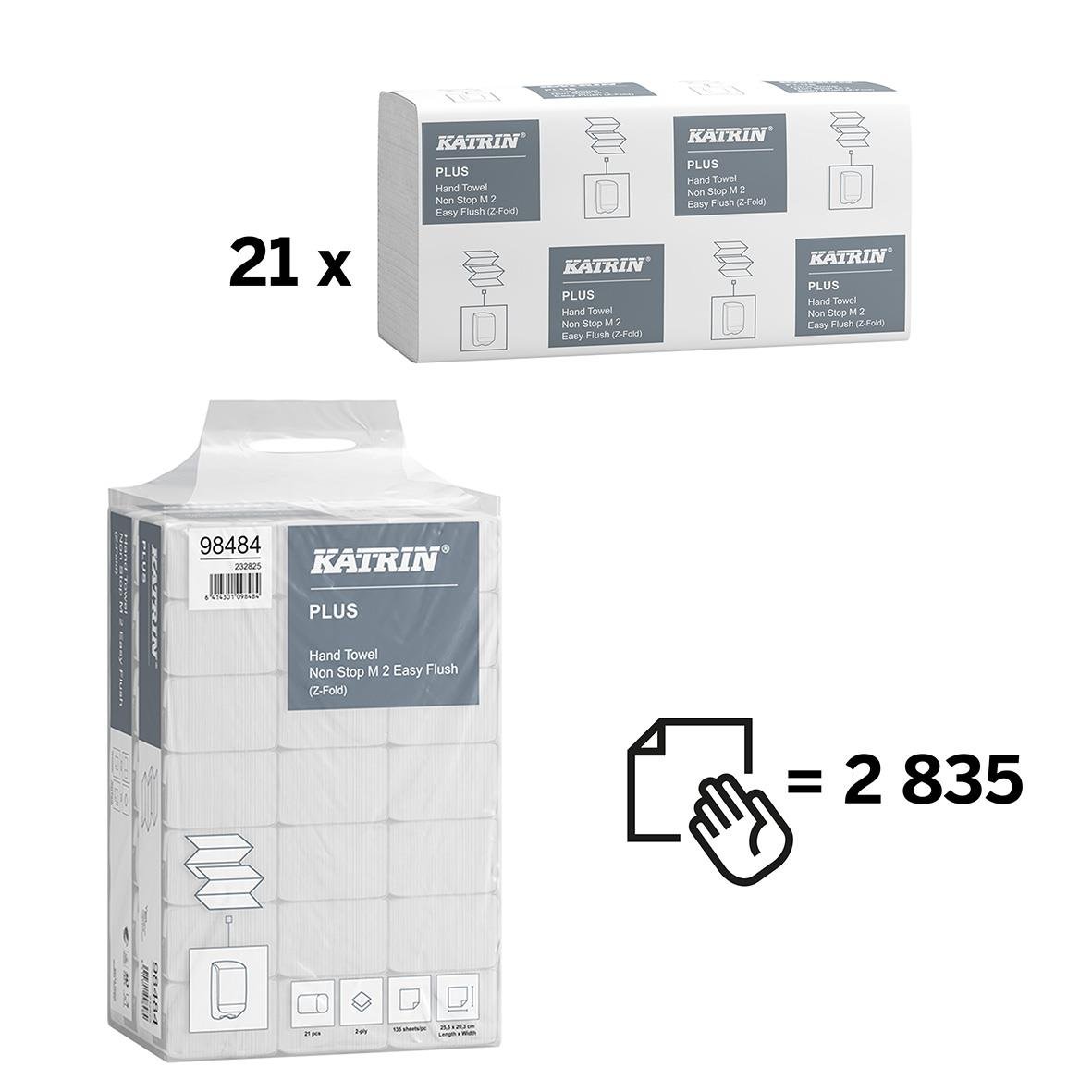 Pappershanddukar Katrin M Plus 2-lg Spolbar 203x255mm, 21 paket, totalt 2835 handdukar