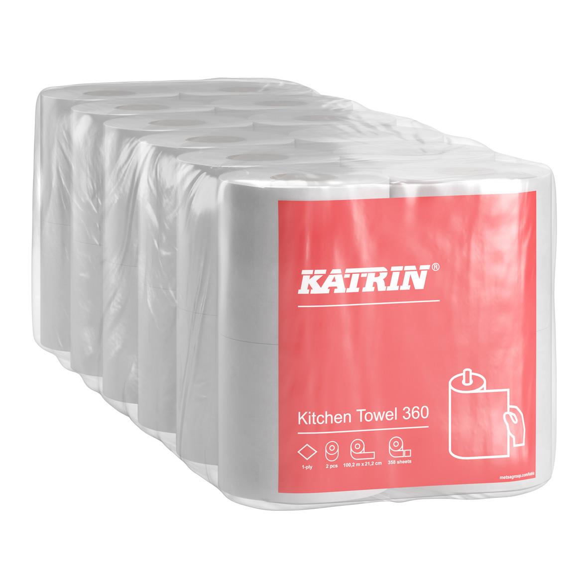 Hushållspapper Katrin 360 1-lg Vit 100m i plastförpackning