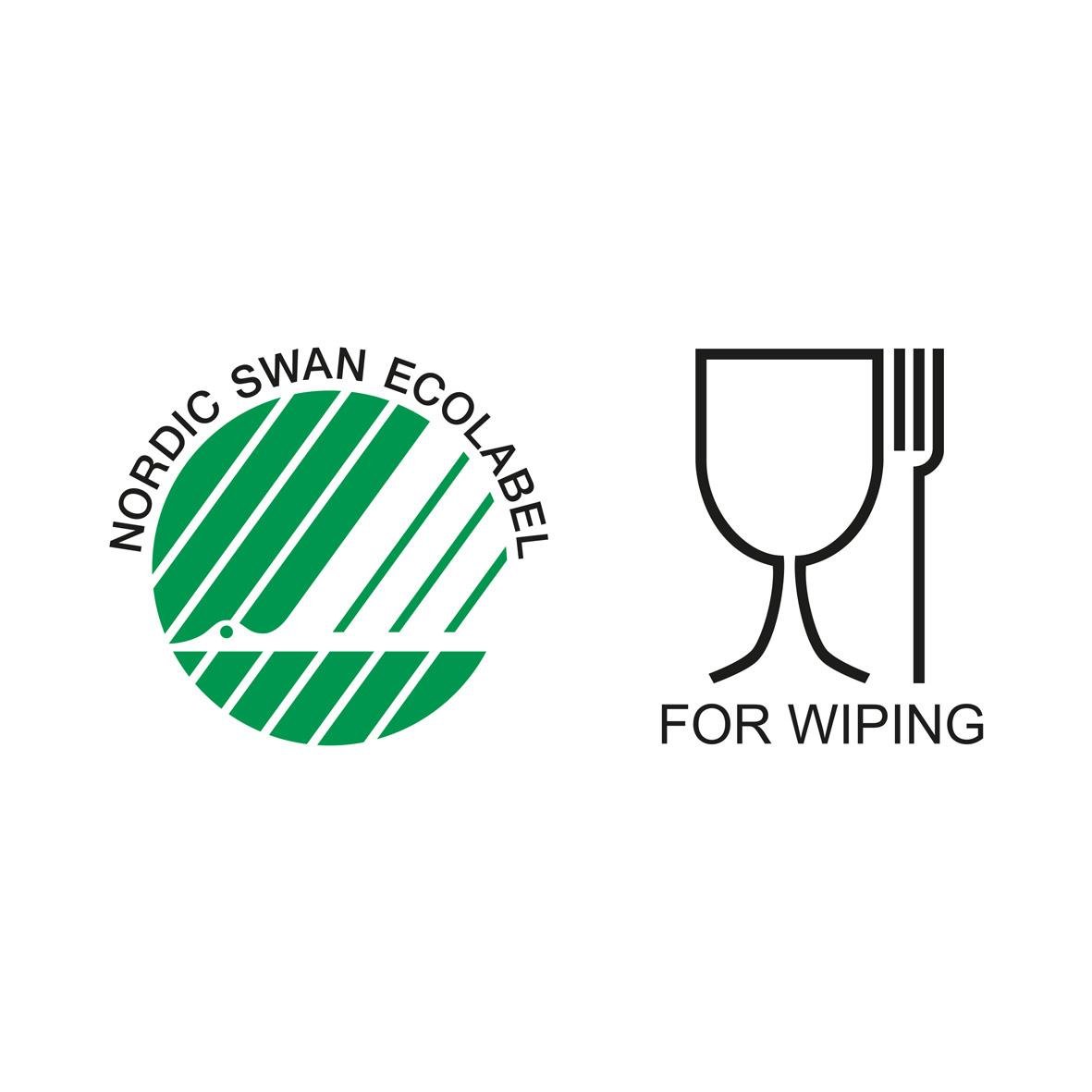 Ekolabel för nordiskt svanmärkta hushållspapper Katrin 360 1-lg Vit 100m med miljömärkning och användningsanvisning