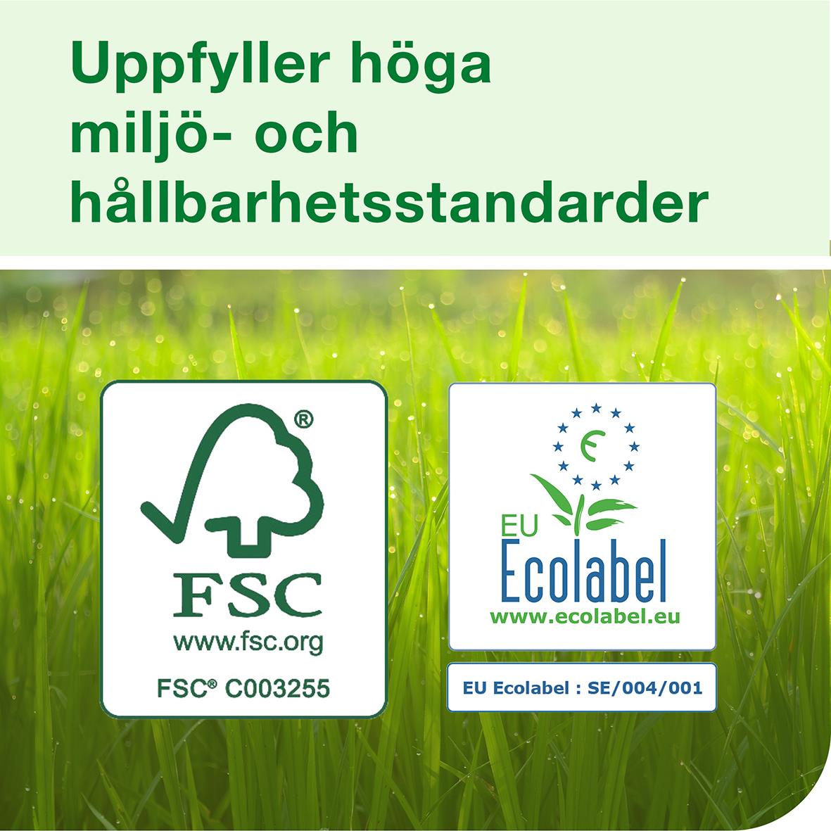 Hushållspapper Tork Premium Extra Plus 2-lager vitt 15m, miljömärkningar FSC och EU Ecolabel