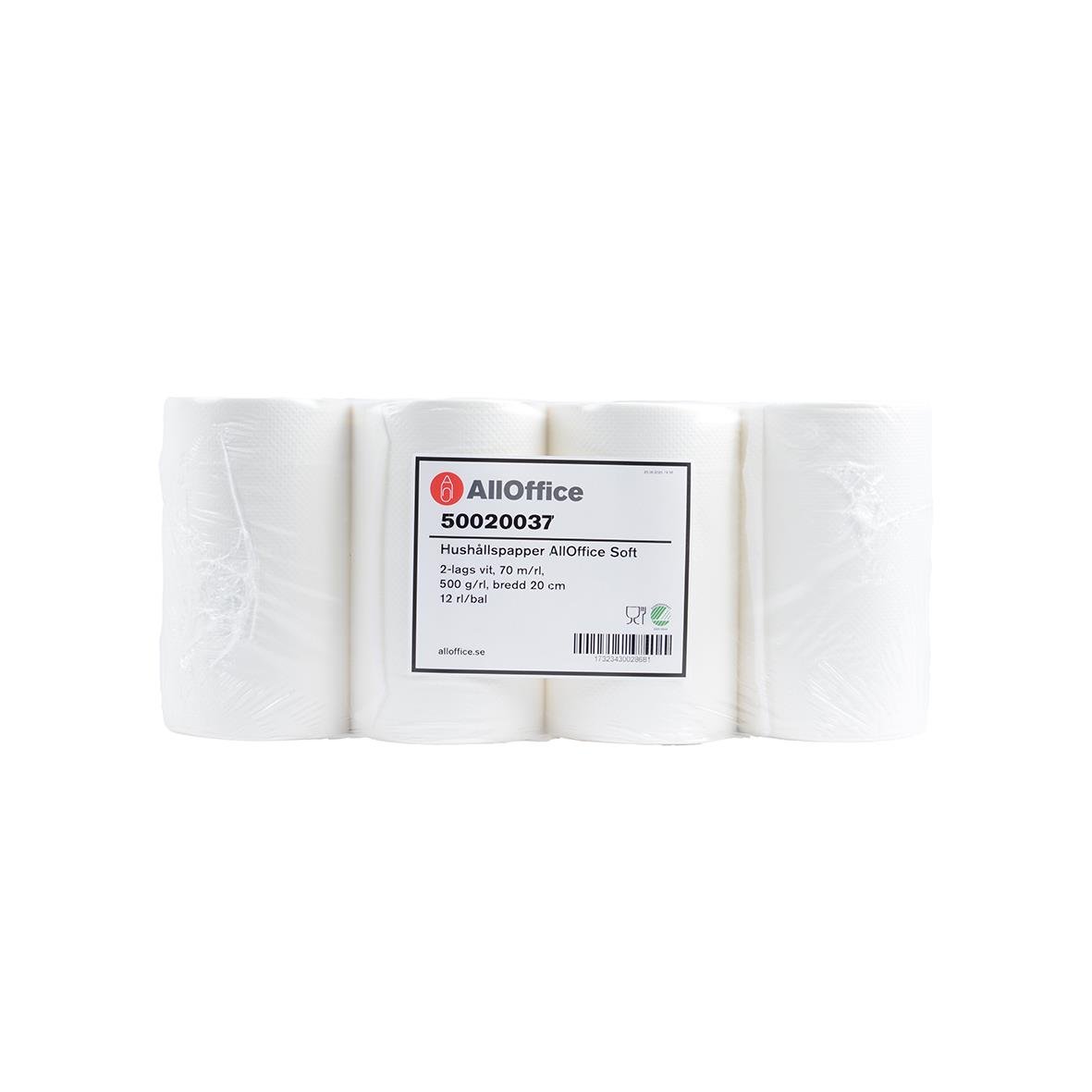 Hushållspapper AllOffice Soft 2-lg Vit 70m i plastförpackning