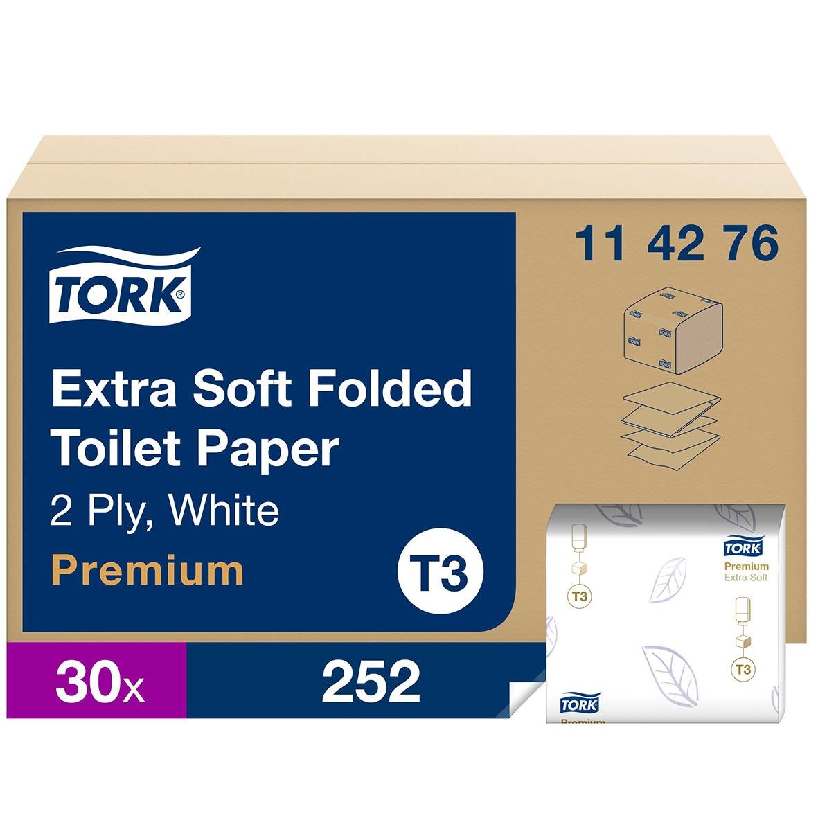 Tork T3 Prem Soft extra mjukt toalettpapper 30-pack i vitt, 19x11cm