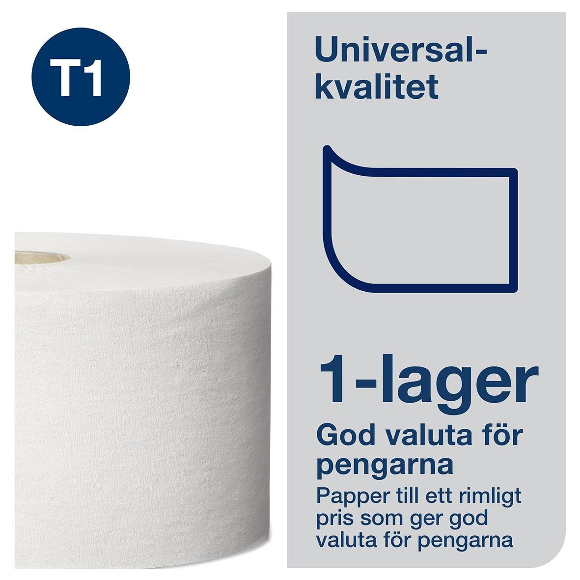 Toalettpapper Tork T1 Jumbo Universal 1-lagers naturfärgat, 480 meter