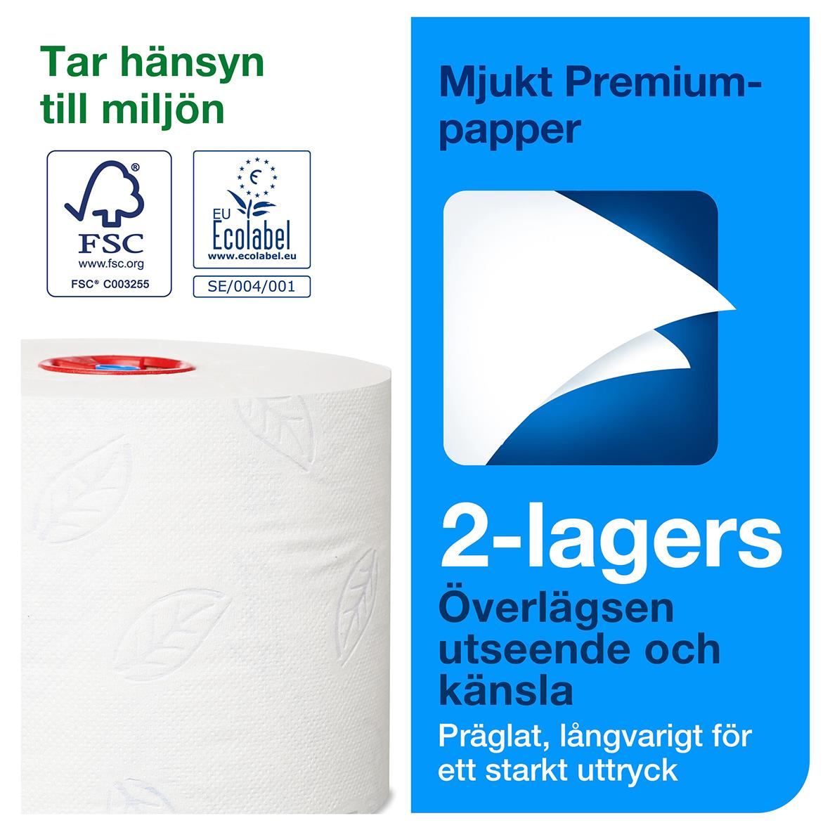 Toalettpapper Tork T6 Premium soft 2-lagers, 90m, vitt, förpackning