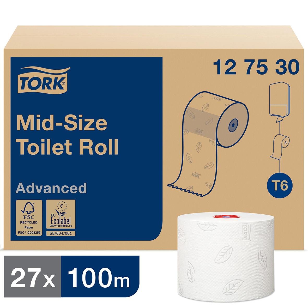 Toalettpapper Tork T6 advanced 2lg kompakt