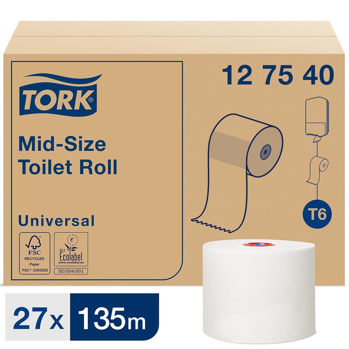 Toalettpapper Tork T6 Universal 1-lg Vit 135m 50030021_1