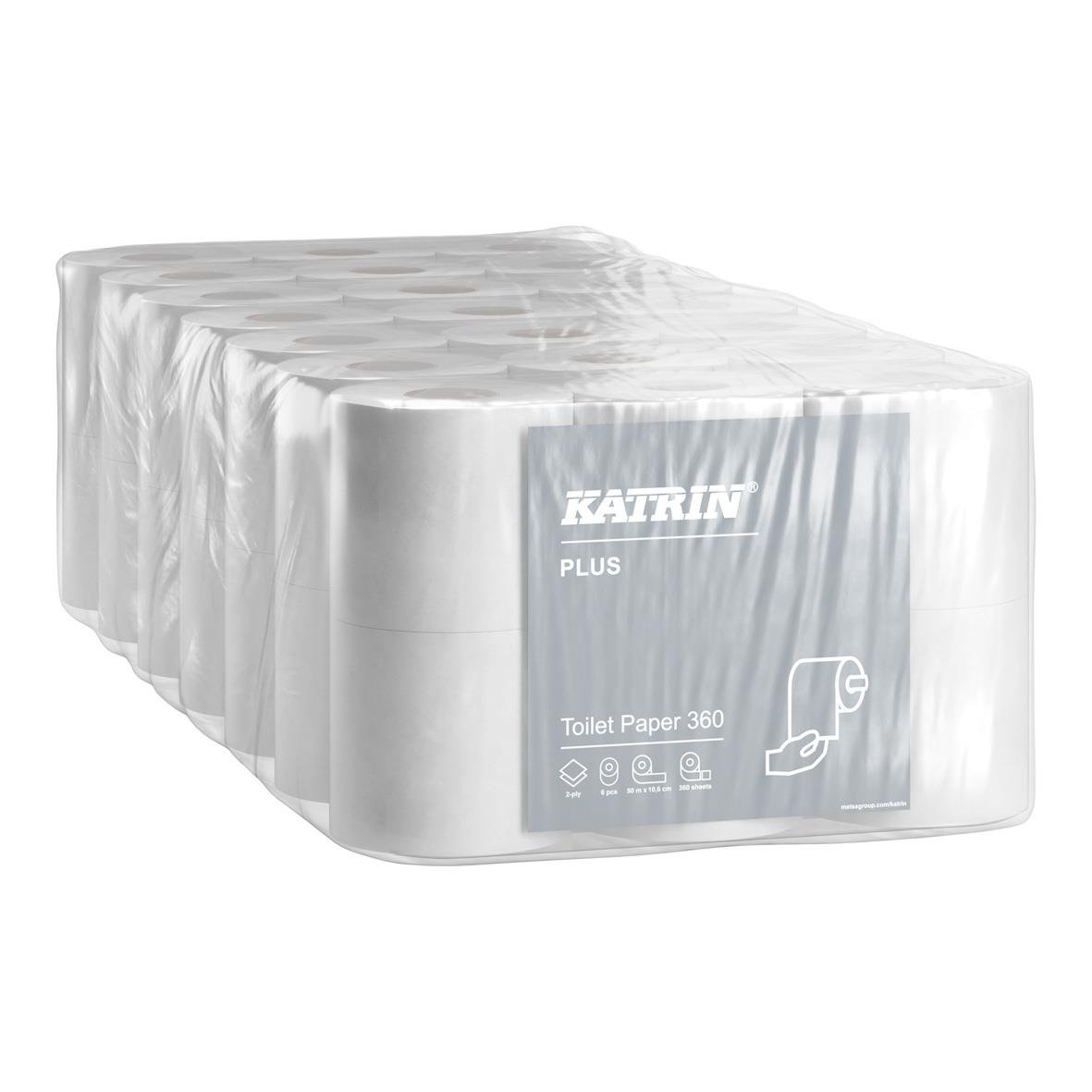 Katrin Toalettpapper 360 Plus 2-lg Vit 50m i plastförpackning