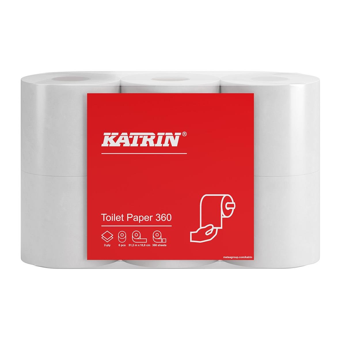 Toalettpapper Katrin 360 Basic 2-lg Naturell Vit 50m i förpackning