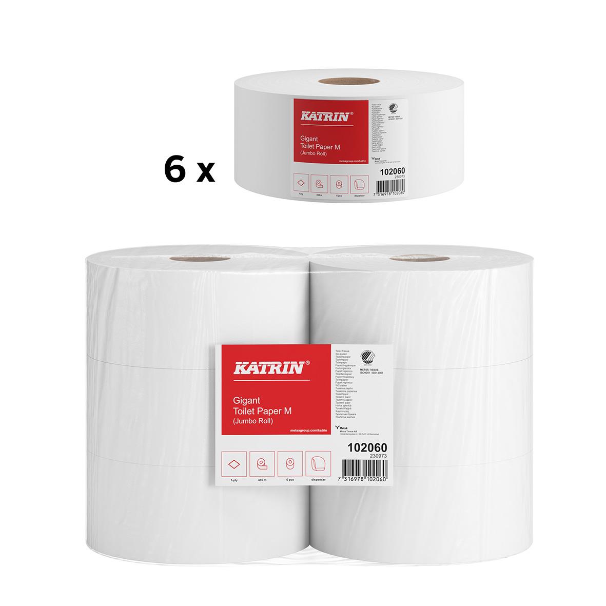 Katrin Gigant M toalettpapper, 6-pack, 435 meter per rulle, vitt