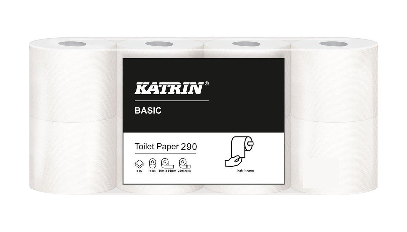 Katrin Basic 290 toalettpapper, 37 meter, 2-pack, naturfärgad