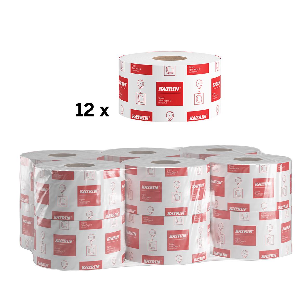 Katrin Gigant S 1-lg vit toalettpapper, 265m per rulle, 12-pack