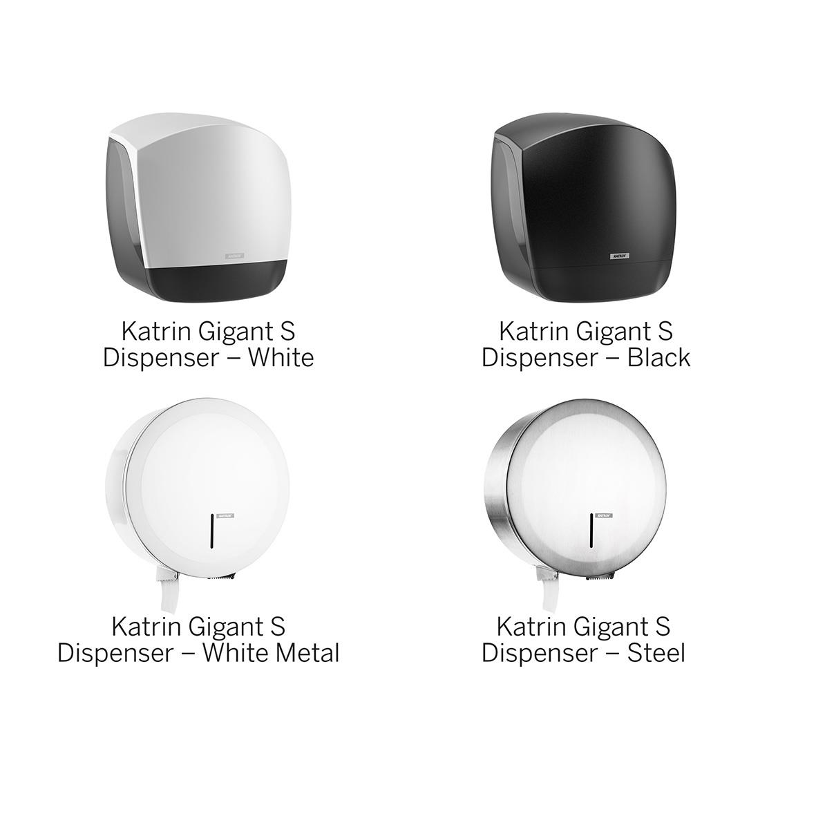 Katrin Gigant S toalettdispenser i vit, svart, vit metall och stål