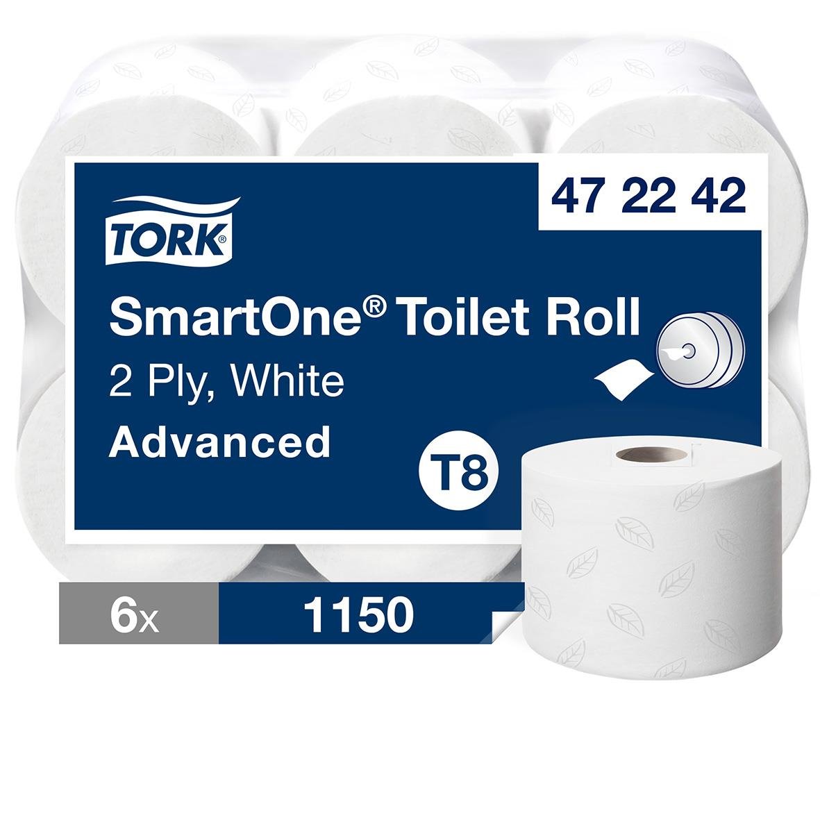 Toalettpapper Tork T8 SmartOne Advanced 2-lag vit 207m