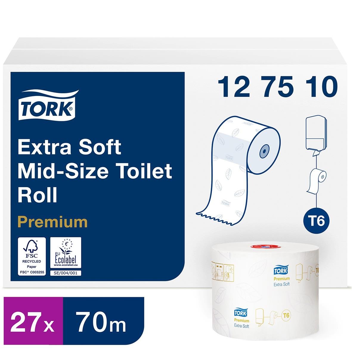 Toalettpapper Tork T6 Mid-size Premium 3-lg