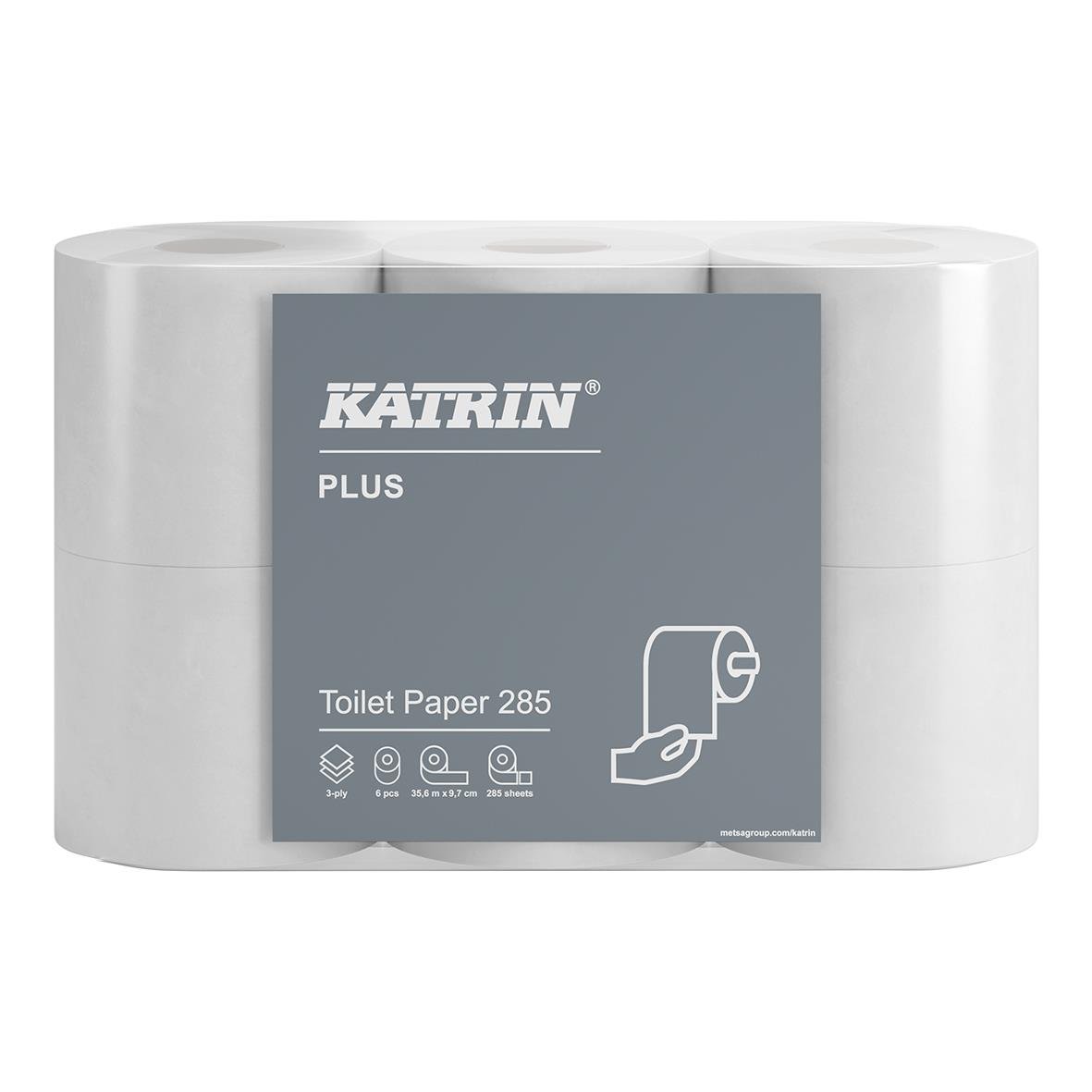 Katrin Plus 285 mjukt toalettpapper i vit, 3-lagers, 35,6 meter