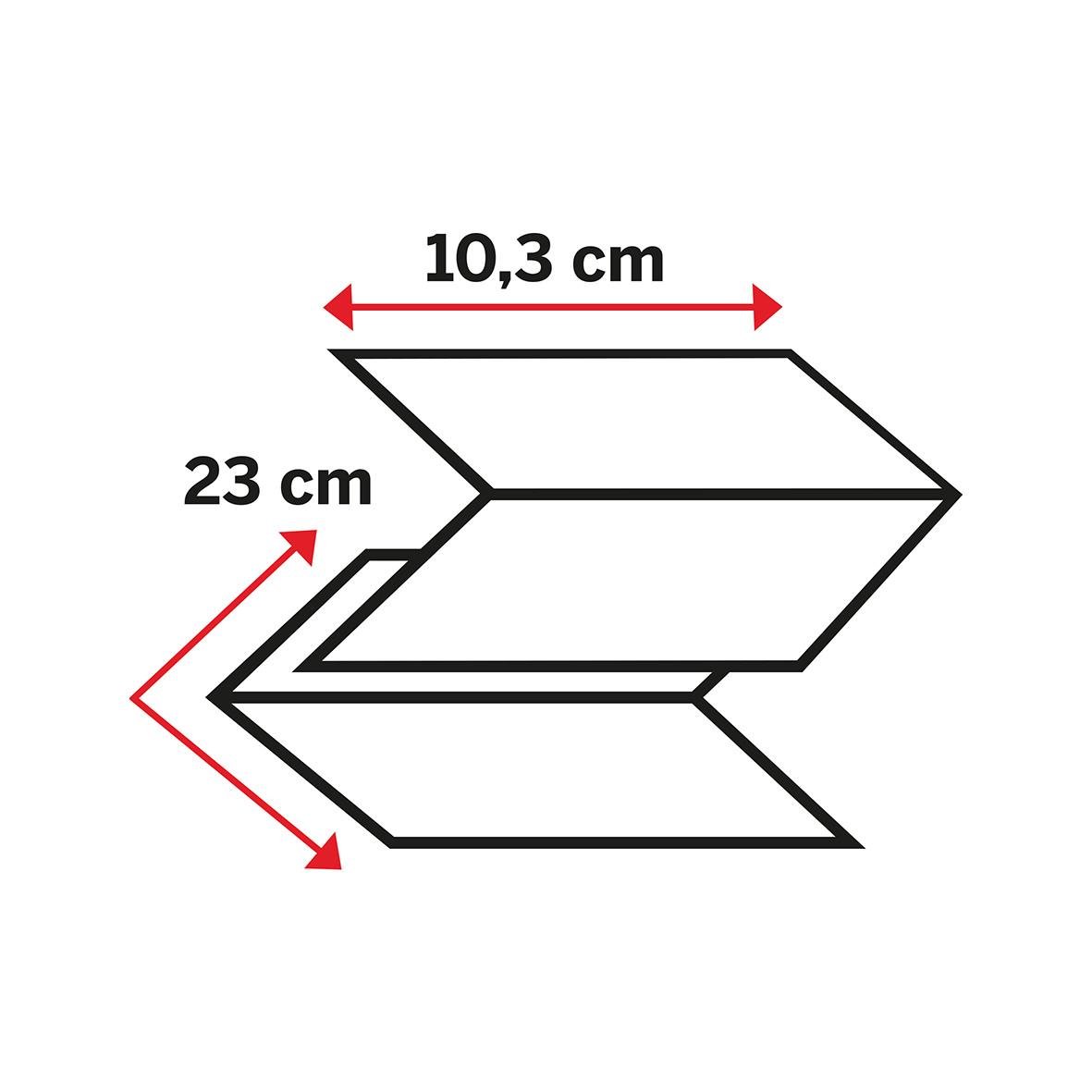 Toalettpapper Katrin Plus Bulk Ark Vit 10x22cm, illustration av förpackningens mått 10,3 cm x 23 cm