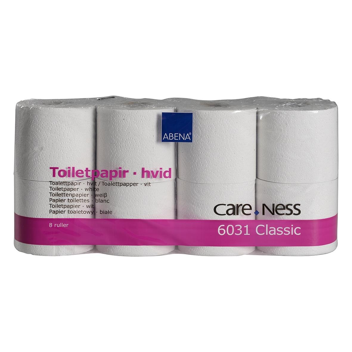 Toalettpapper Care-Ness Classic 2-lg Vit 50m i förpackning med 8 rullar