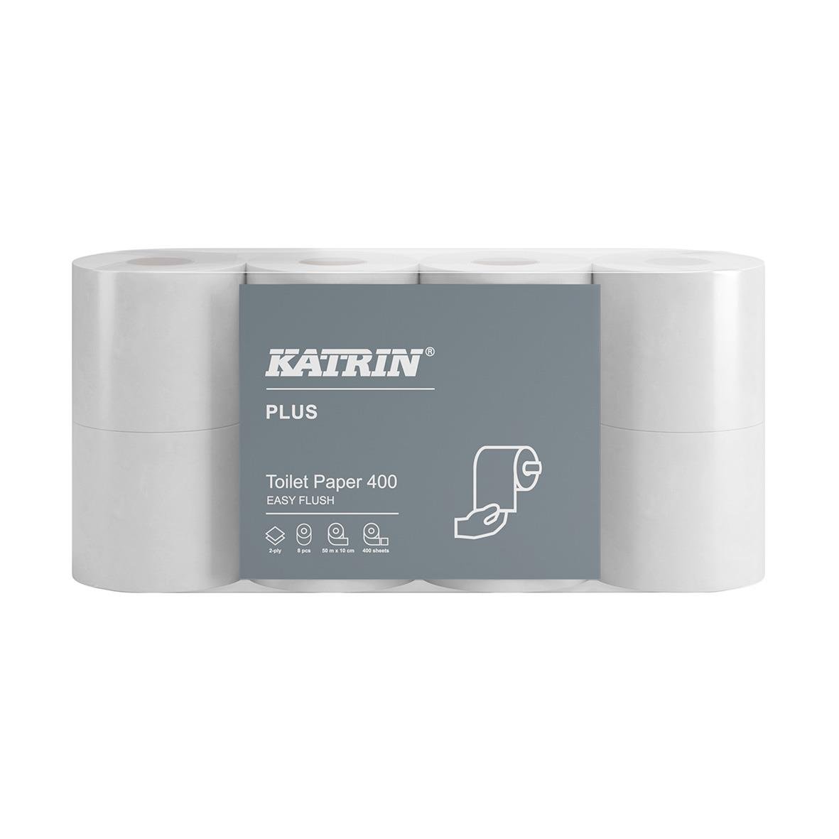 Katrin EasyFlush 400 toalettpapper i vit, 50 meter, 2-pack