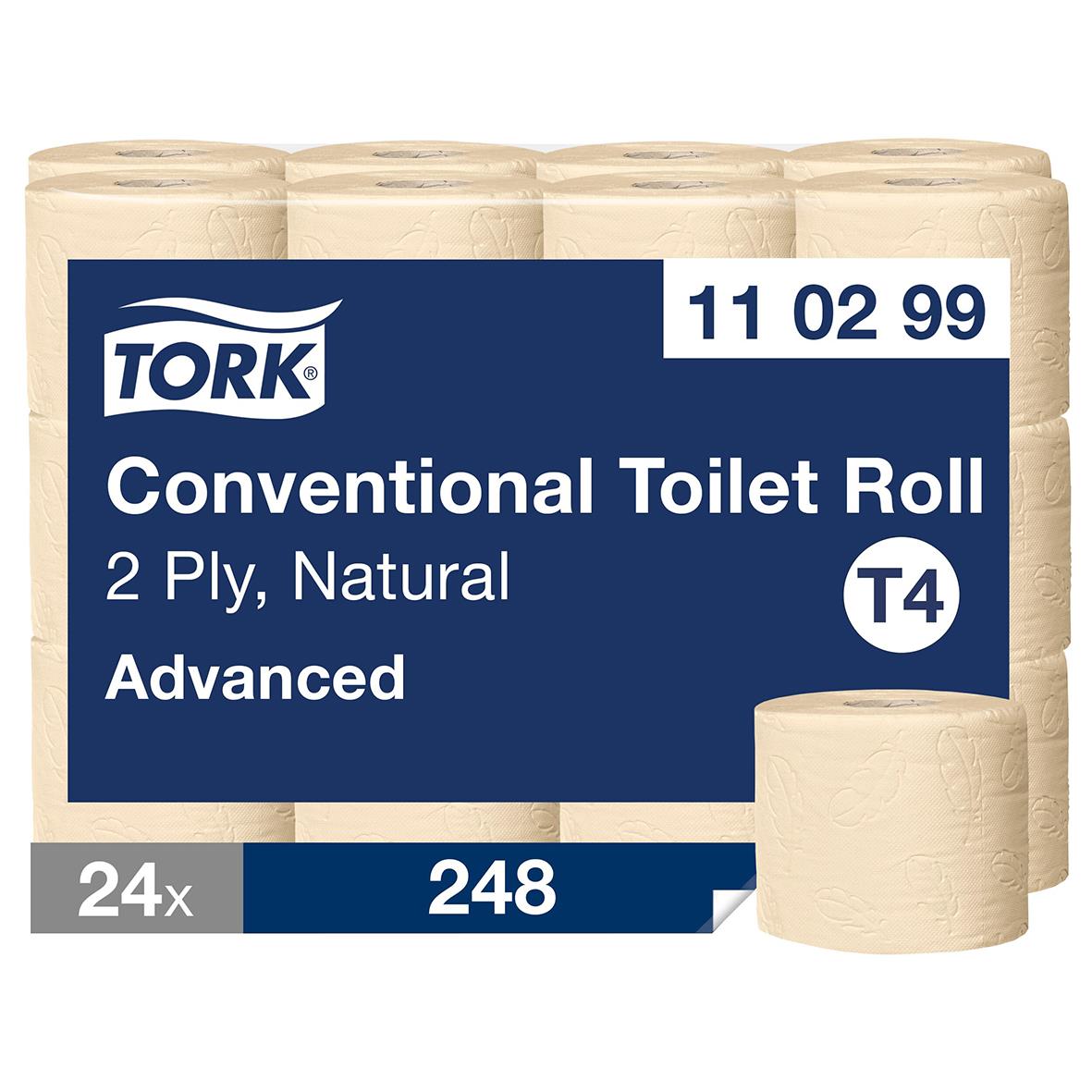 Toalettpapper Tork T4 Advanced 2-lagers natur 35m, 24 rullar