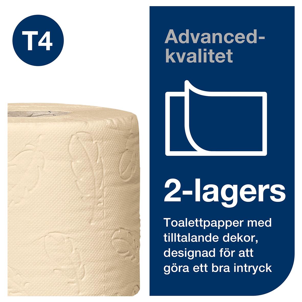 Toalettpapper Tork T4 Advanced 2-lagers Natur 35m med dekor och bra tryck