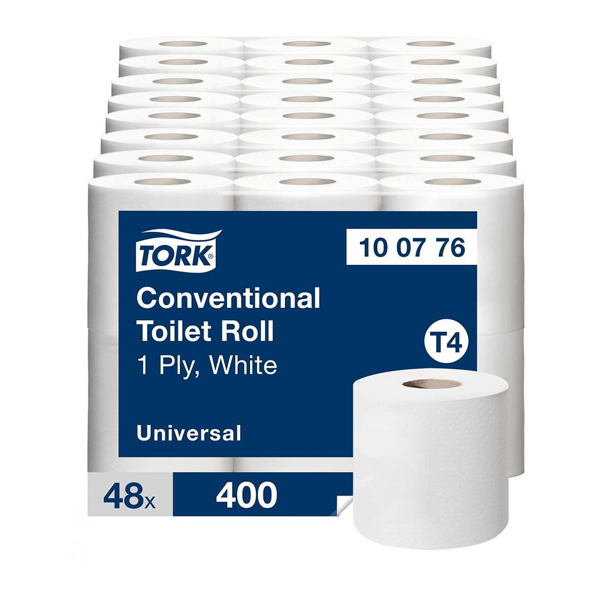 Toalettpapper Tork T4 Universal 1-lagers, 51 meter, 48 rullar