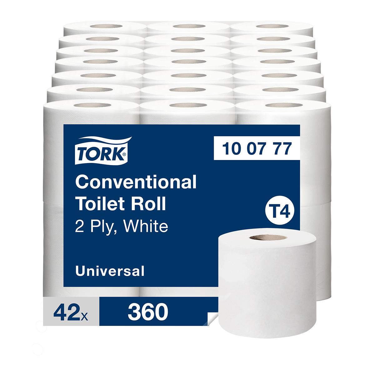 Toalettpapper Tork T4 Universal 2-lag, 45m, 42-pack, vit