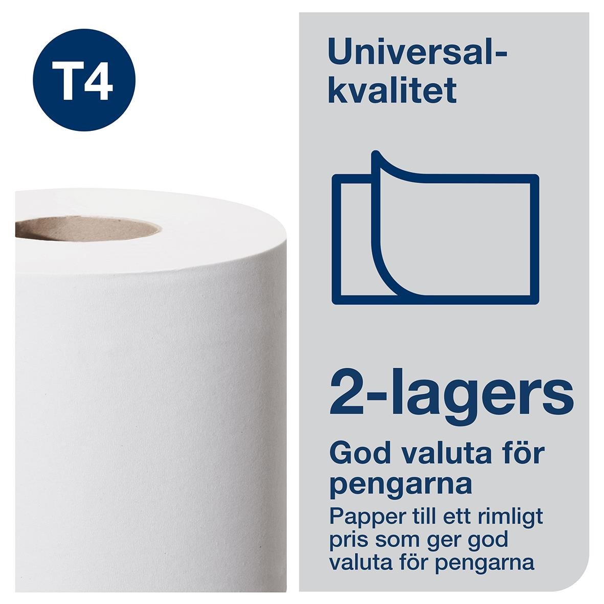 Toalettpapper Tork T4 Universal 2-lagers, 45m, 6-pack