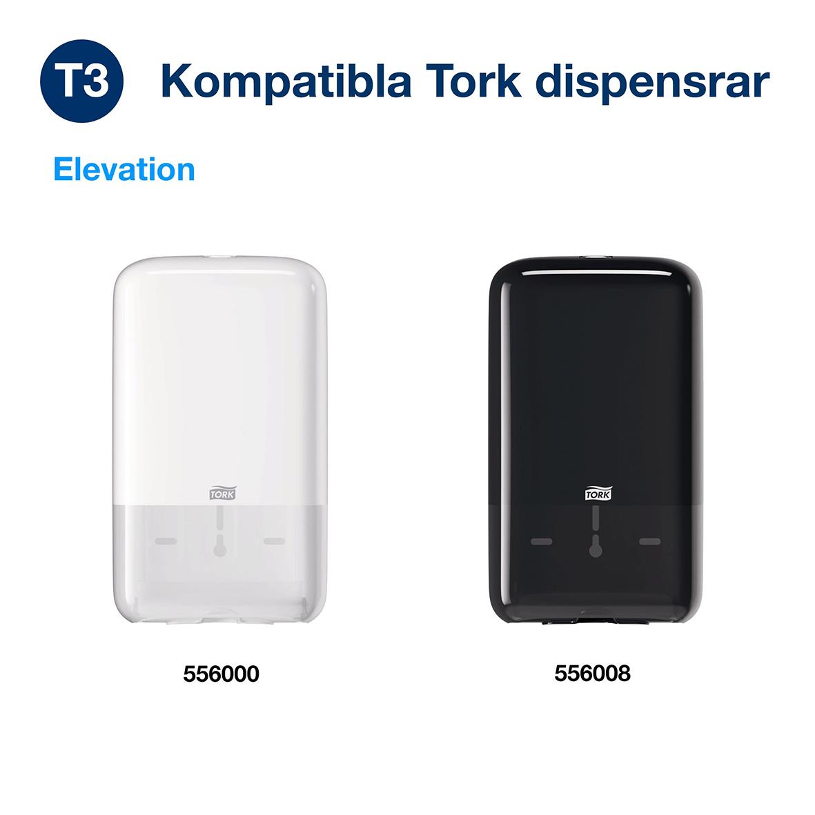 Toalettpapper Tork T3 Advanced 2-lagers vit 19x11cm, kompatibel med Tork dispenser