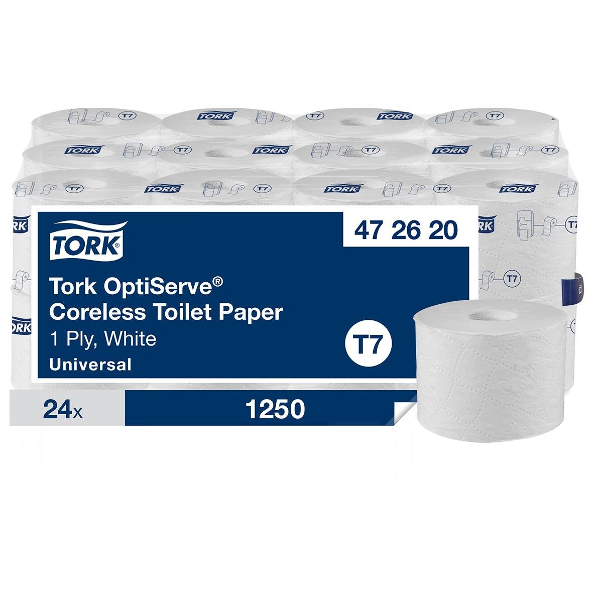 Toalettpapper Tork T7 Coreless Universal 1-lag vit, 143,8m, 24-pack