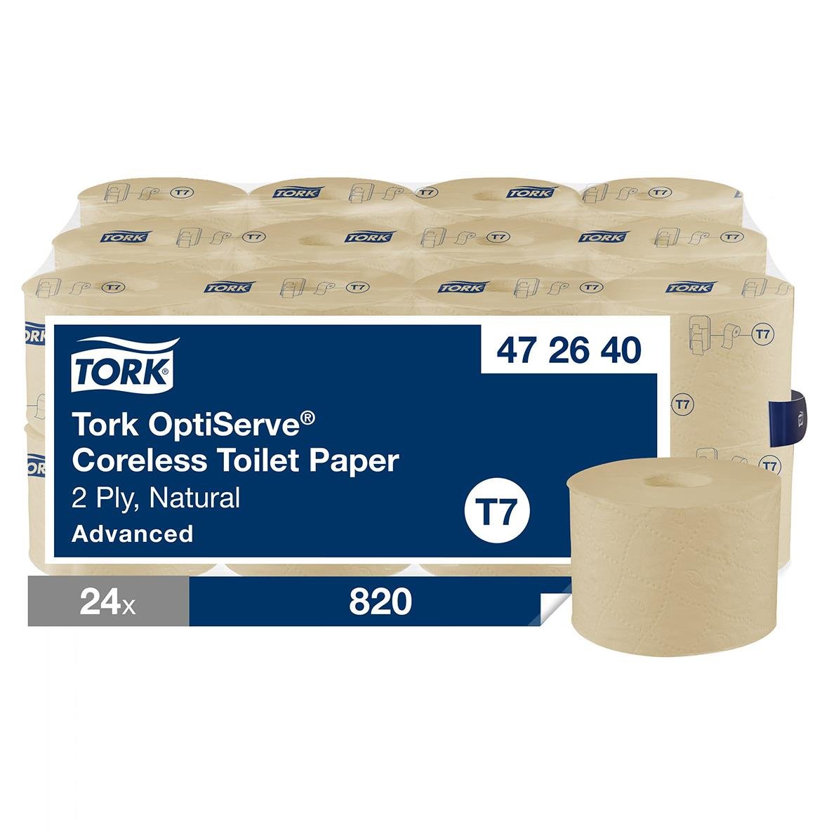 Toalettpapper Tork T7 Coreless Advance 2-lagers natur 94,3m, 24-pack