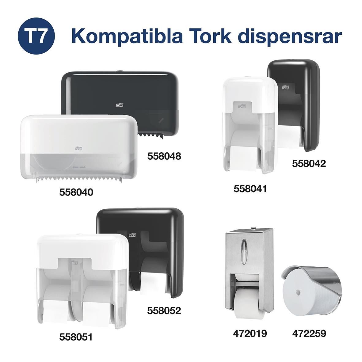 Tork T7 Coreless Advance 2-lg natur toalettpapper i dispenser