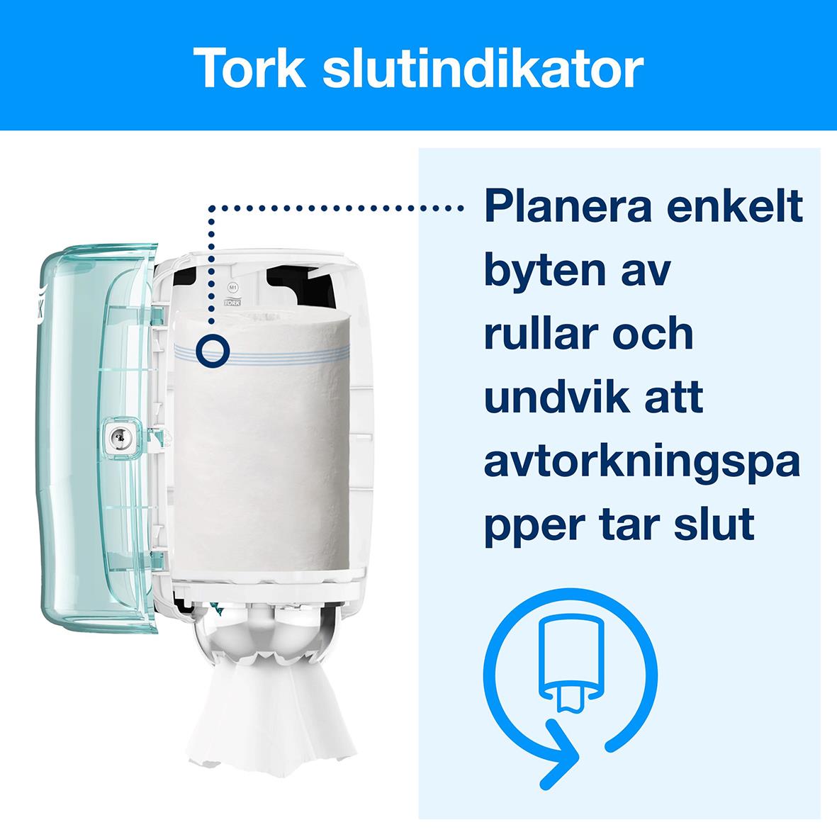Torkrulle Tork M1 Advanced 1-lag vit 215mmx120m med enkel byte och avtorkningspapper