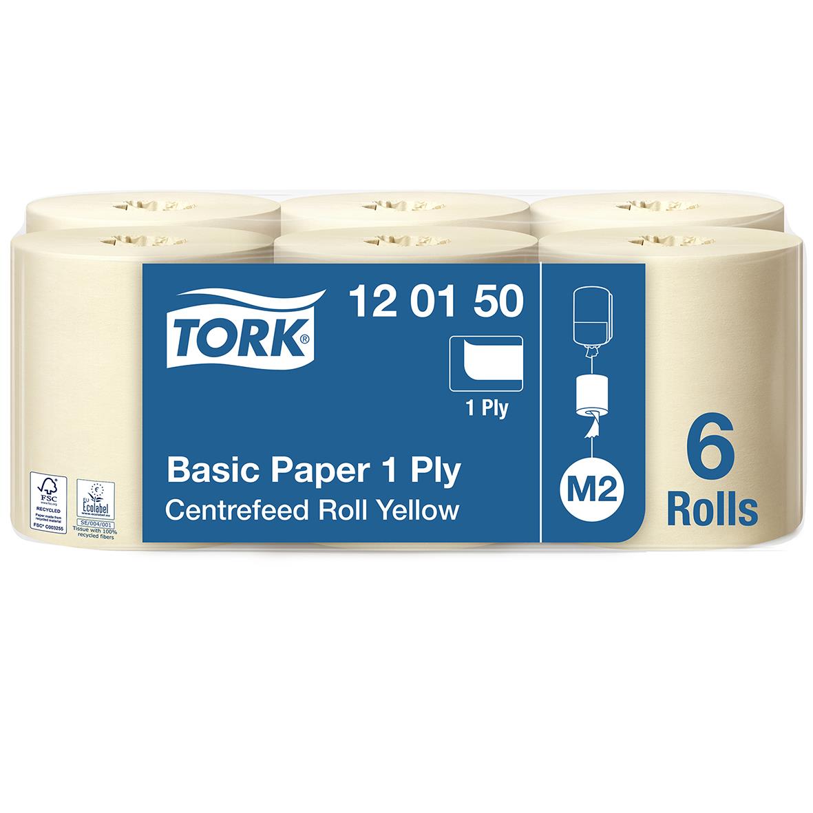 Tork Torkrulle Tork M2 Basic 1-lag Gul 215mmx300m, 6 rullar