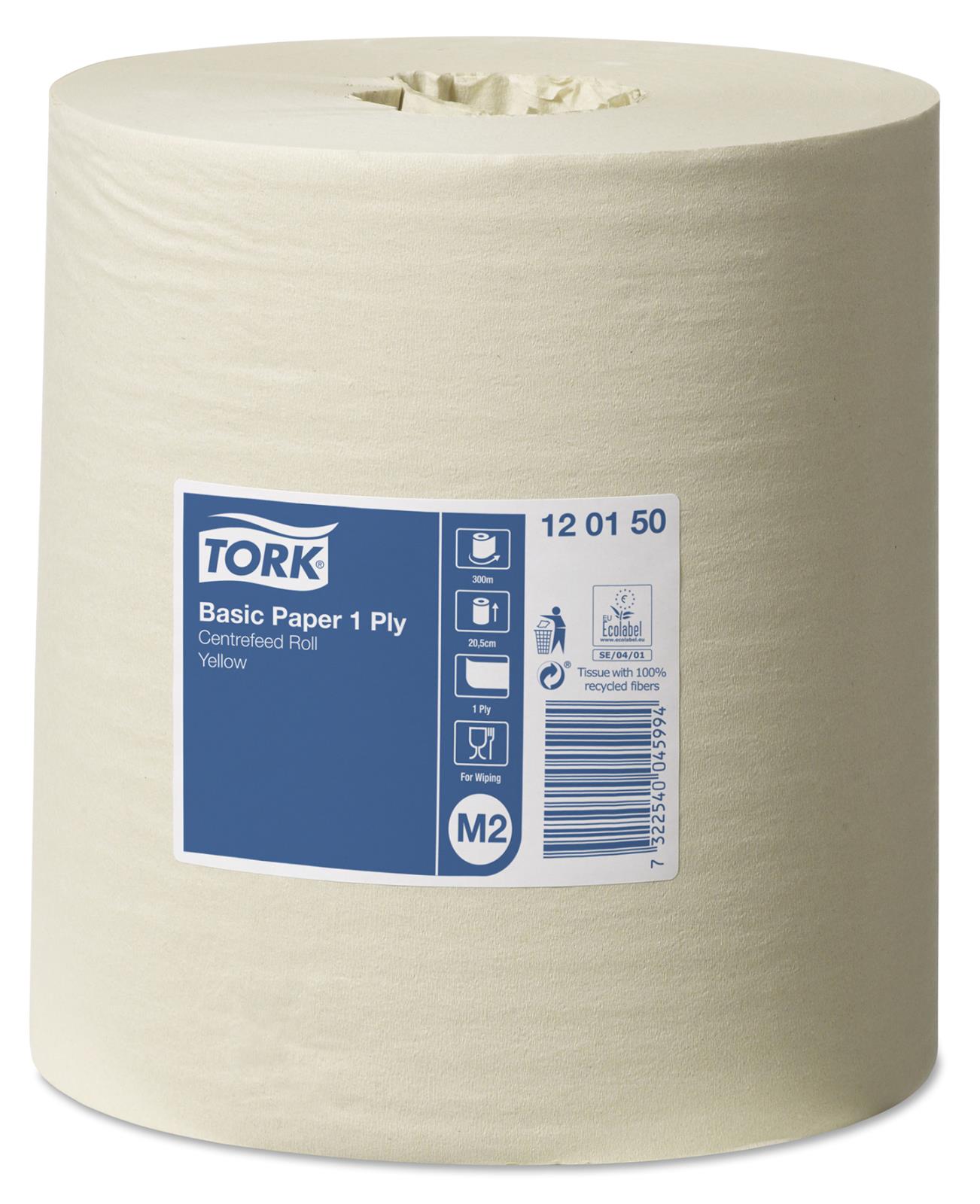Gul torkrulle Tork M2 Basic 1-lag 215mmx300m
