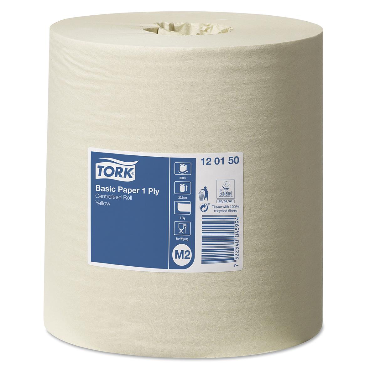 Gul torkrulle Tork M2 Basic 1-lag 215mmx300m