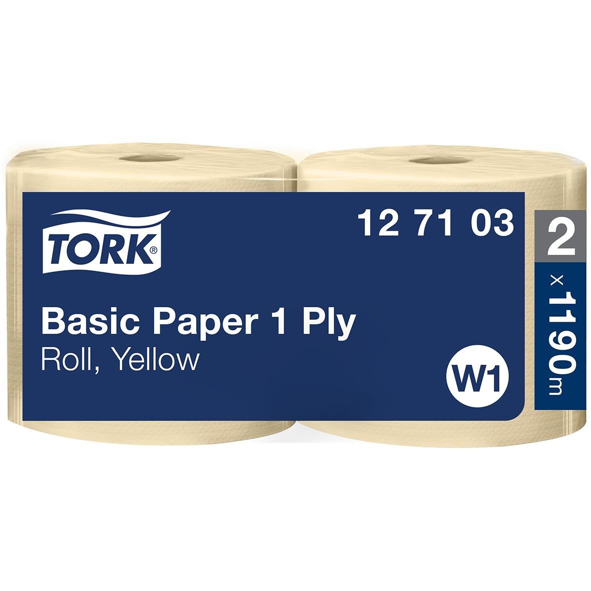 Gul industrirulle Tork W1 Basic 1-ply 235mm x 1190m