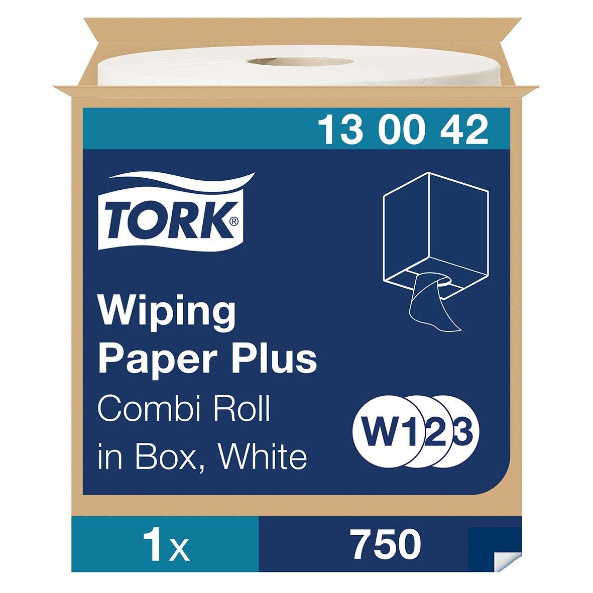 Tork Wiping Paper Plus 2-lag vit, 258mmx255m, förpackning