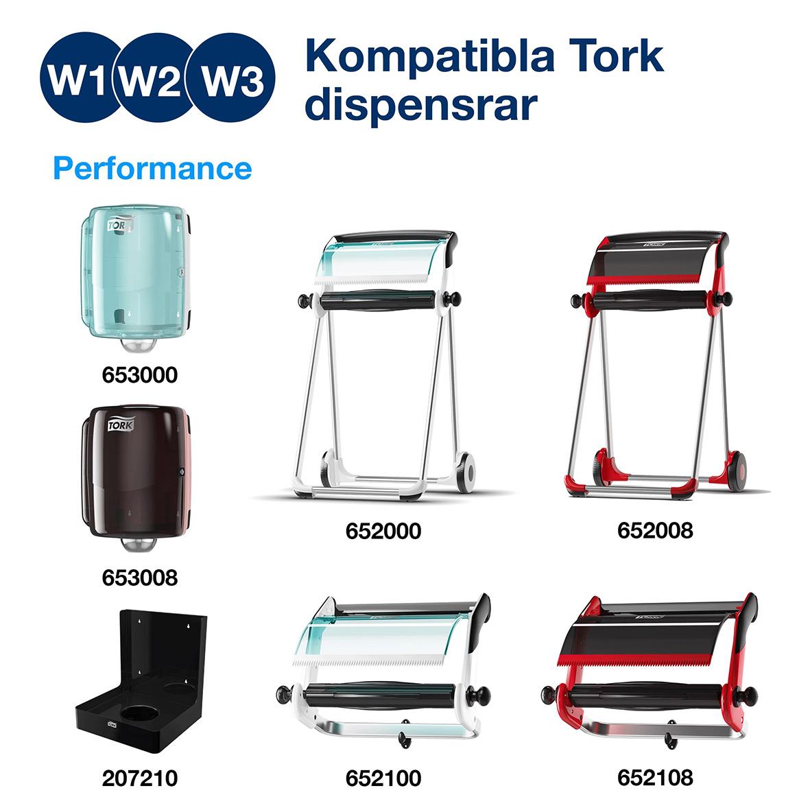 Torkrulle Tork W1/2/3 Plus 2-lag Vit 258mmx255m med kompatibla dispenserar