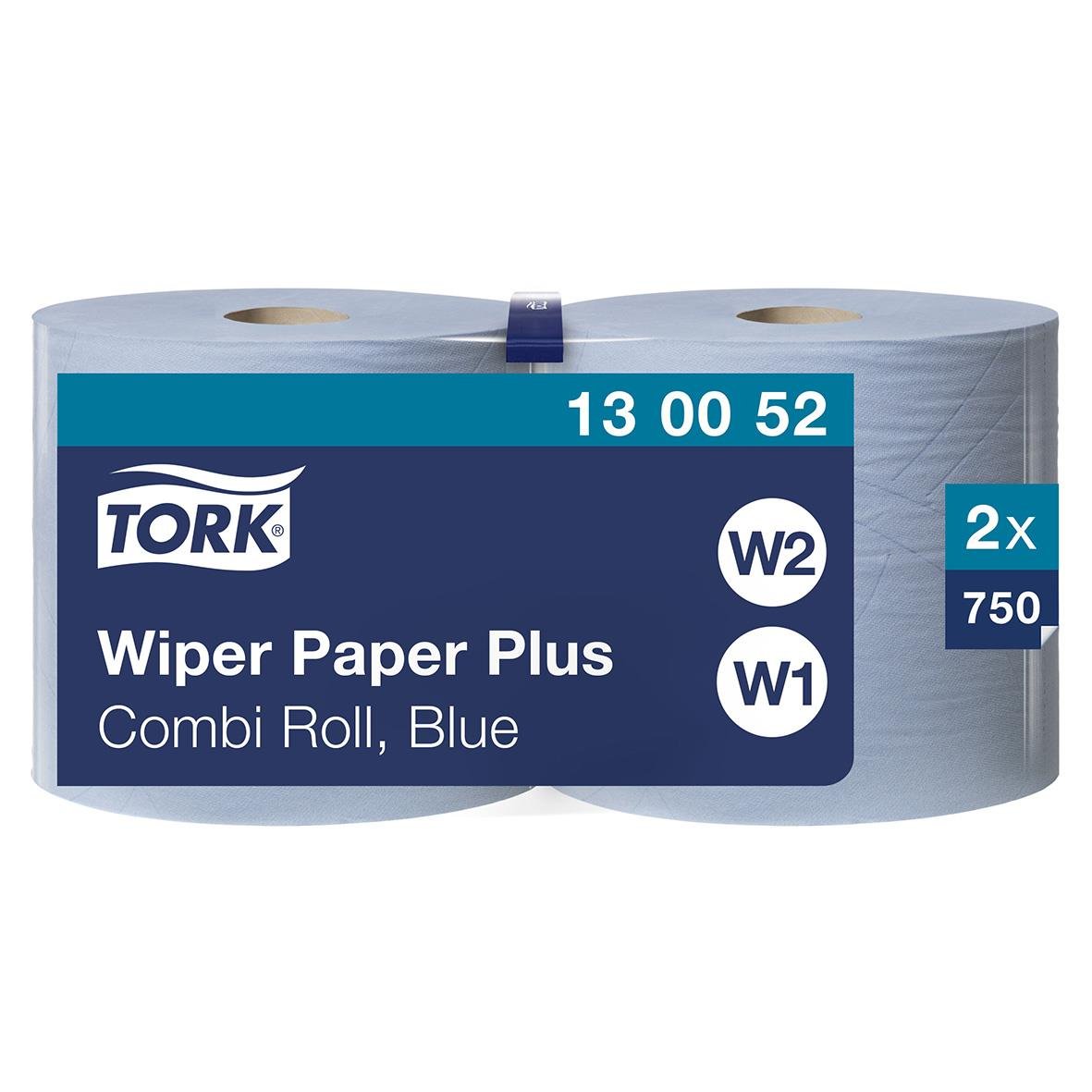 Blå Tork W1/W2 Plus 2-lag snabbavvisande våtservettrulle, 235mm x 255m