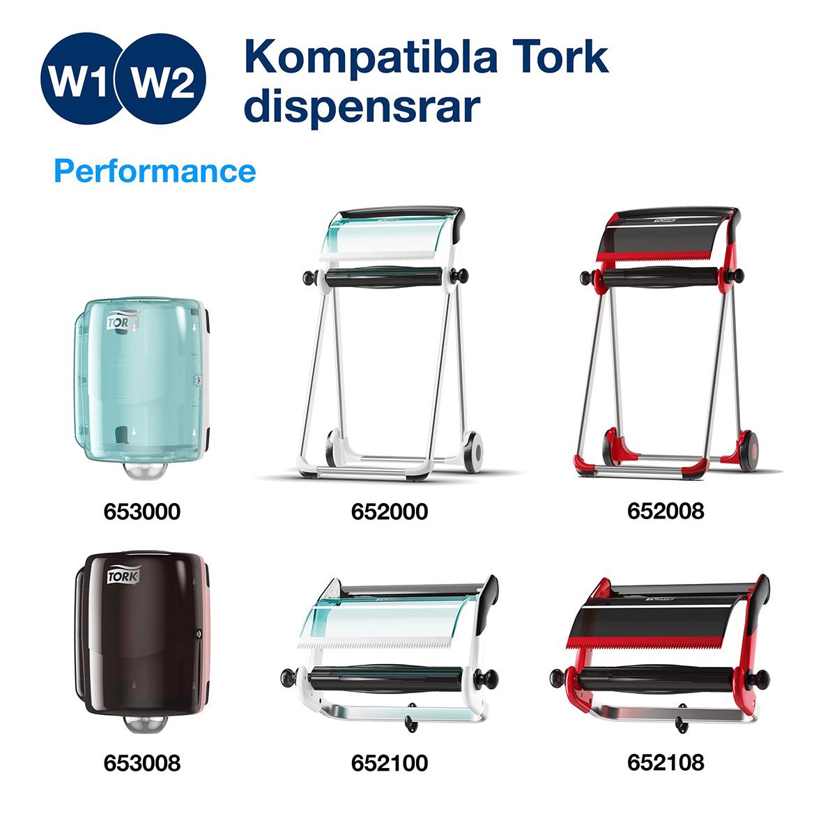 Torkrulle Tork W1/W2 Plus 2-lag QuickDr Blå 235mmx255m, kompatibla torkdispenser, olika modeller