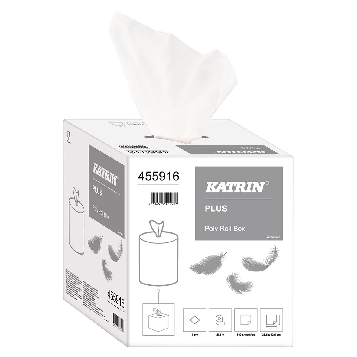 Torkrulle Katrin Poly Roll Box Plus 1-lag vit 325mm x 292m 50100031_2