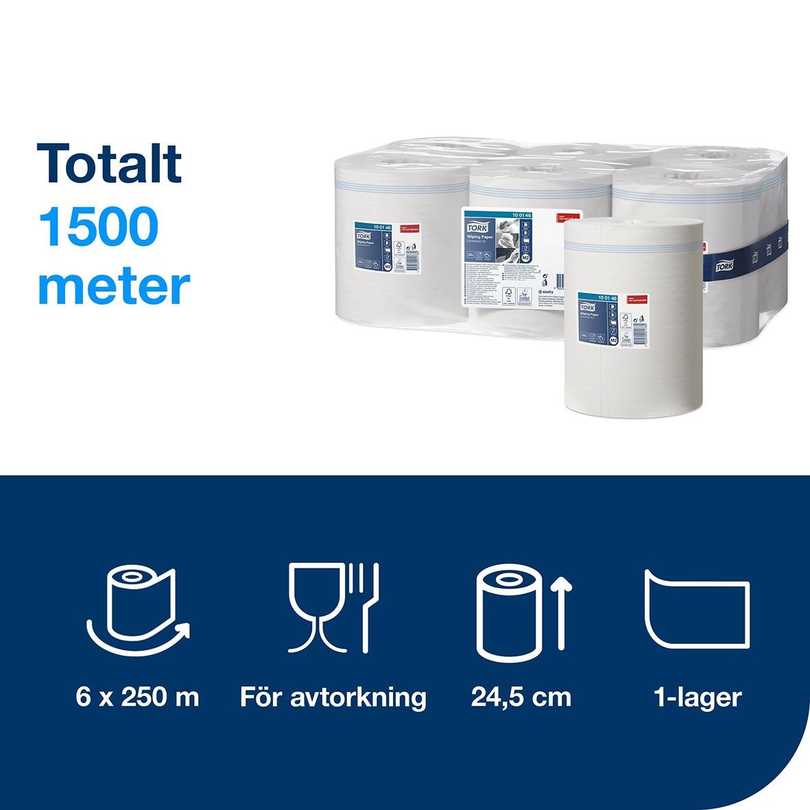 Torkrulle Tork M2 Advanced 1-lag Vit 245mm x 250m 50100047_2