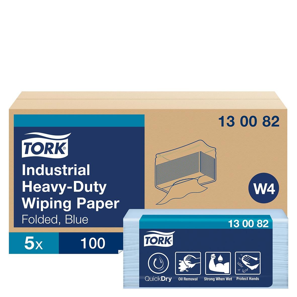 Rengöringsduk Tork W4 Extra Kraftig Blå 32,4x38,5cm i förpackning med 5 st