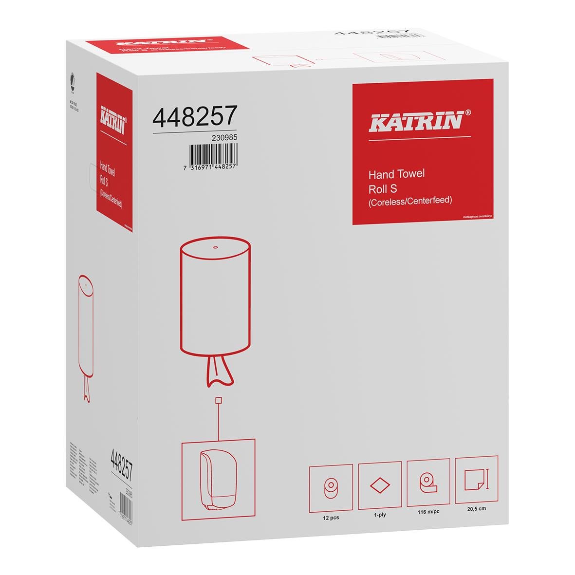 Katrin Torkrulle Classic 1-lag vit, 205mm x 116m, för handduksrulle