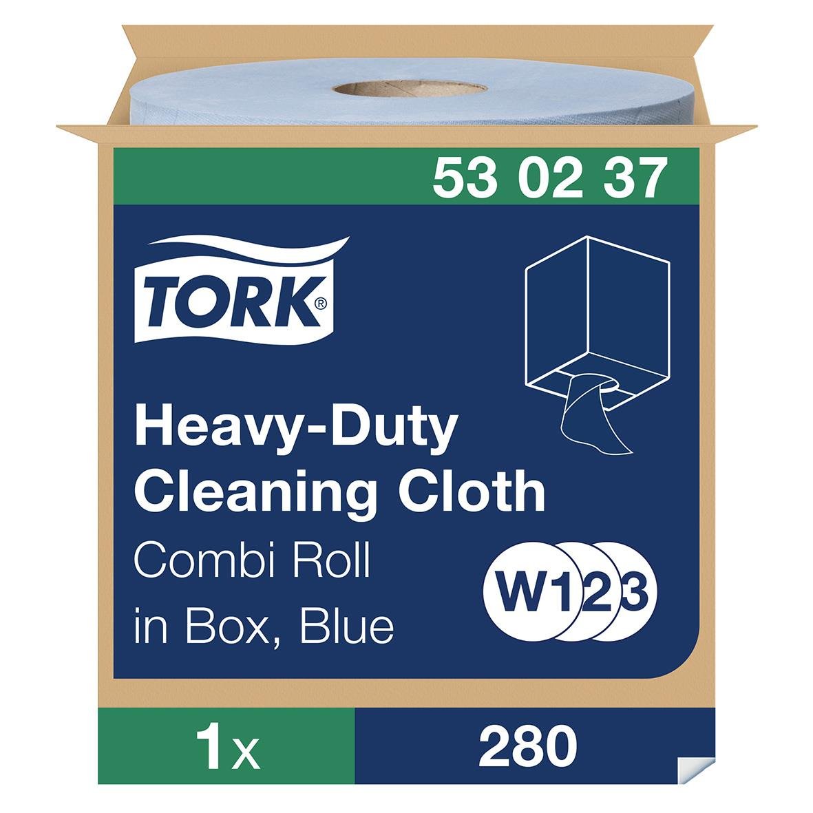 Industrirulle Tork Heavy-Duty Cleaning Cloth W1/2/3 Kraft blå 320mm x 106m