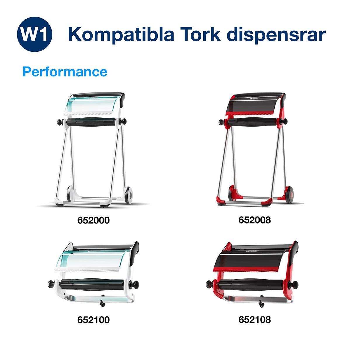 Industrirulle Tork W1/2/3 Kraft, blå och röd, 320mm x 106m, kompatibel dispenser