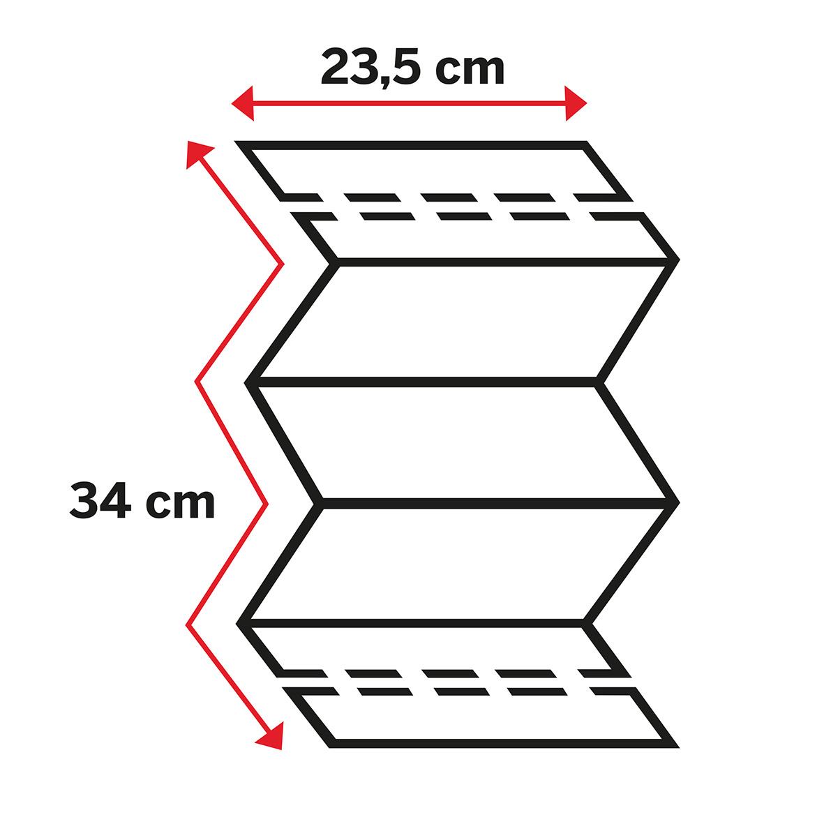 Pappershandduk Katrin W-Fold L Plus 3-lg 235x340mm, vikbar handduk i tre lager, mått 23,5x34 cm