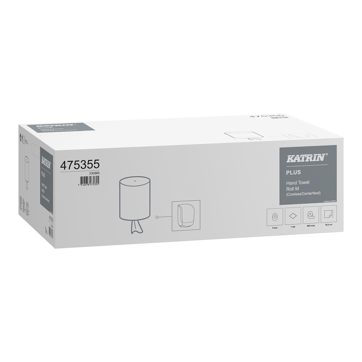 Katrin M Plus 1-lags vit torkrulle för toalettpapper, 205mmx280m