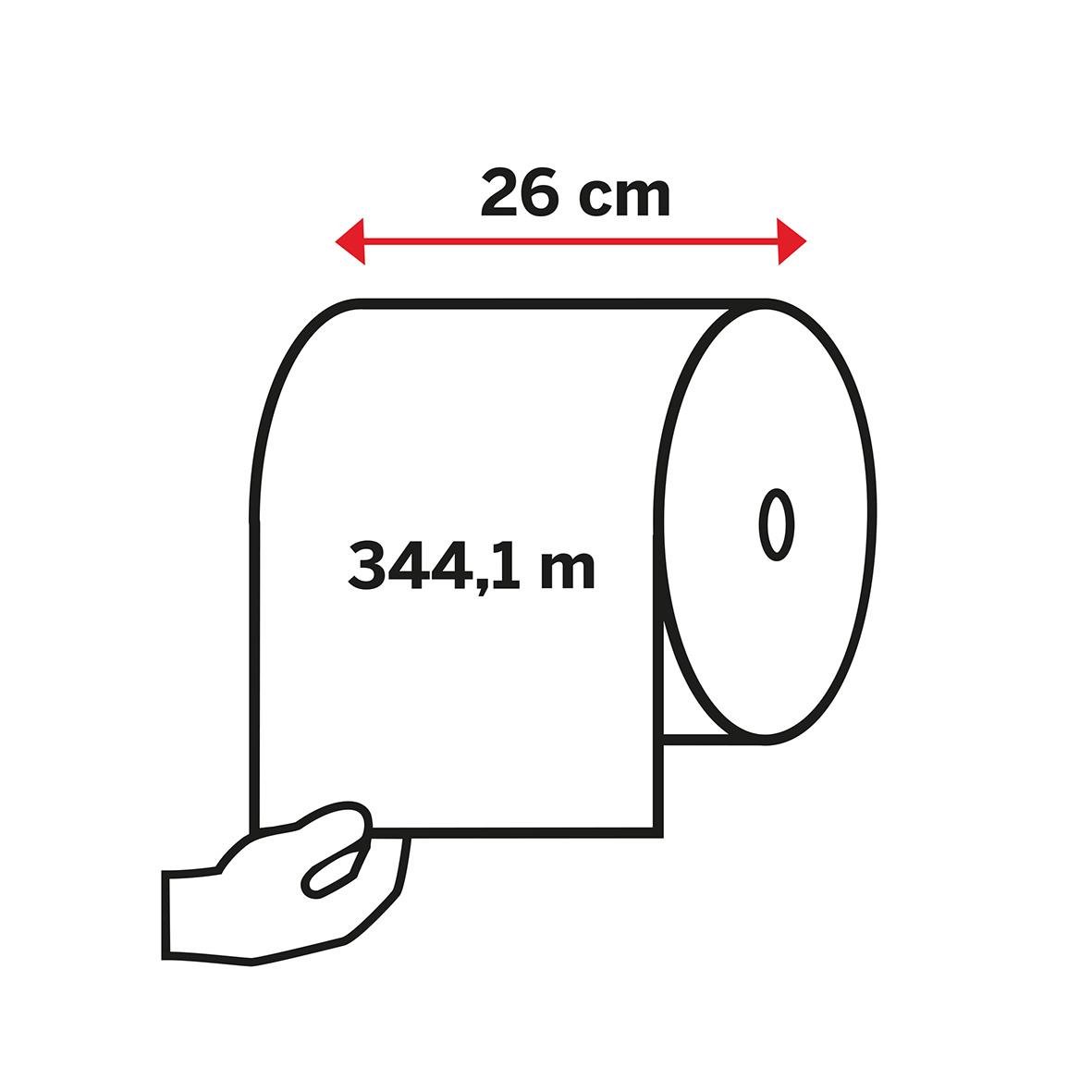 Blå industrirulle Katrin XL Plus 2-lg, 260mm bredd, 344m längd
