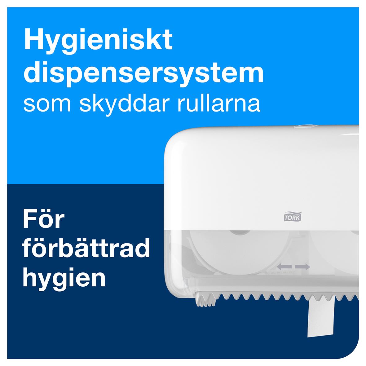 Hygieniskt dispensersystem för toalettpapper Tork T7 Mid-size Adv 2-lg Vit 103,5m